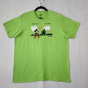 Walt Disney World Short Sleeve T-Shirt, Green w/digital Mickey Men's XL
